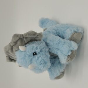 Bearington Baby Lil Tracer Triceratops Dinosaur Plush Infant Rattle Blue Dino